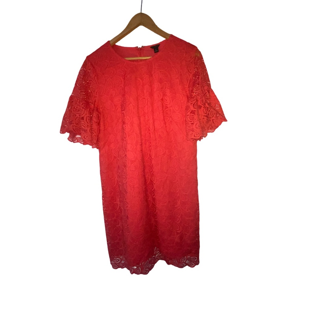 Ann Taylor‎ pink Midi Dress with Lace Details and A-Line Silhouette